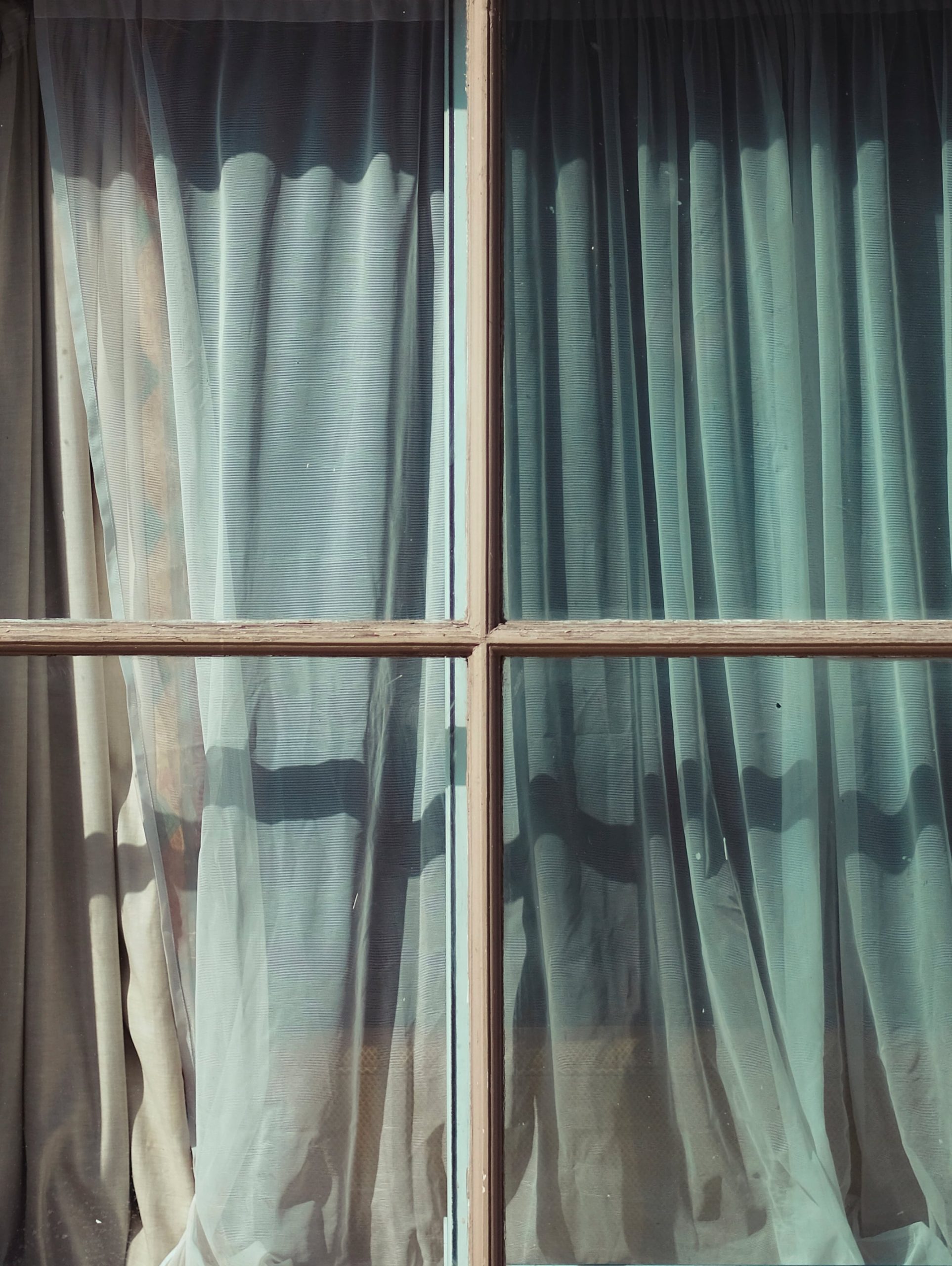 Curtains on a window.